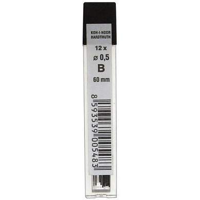 Грифели запасные 0,5 мм, B, KOH-I-NOOR, КОМПЛЕКТ 12 шт., 4152/B, 415200B005PKRU (арт. 180999)