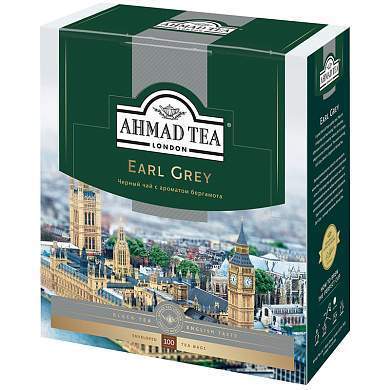Чай Ahmad Tea "Earl Gray", черный с бергамотом, 100 фольг. пакетиков по 2г (арт. 186396)