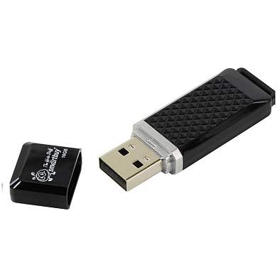 Память Smart Buy "Quartz" 16GB, USB 2.0 Flash Drive, черный (арт. 222384)