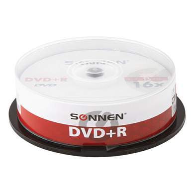 Диски DVD+R SONNEN, 4,7 Gb, 16x, Cake Box (упаковка на шпиле), КОМПЛЕКТ 25 шт., 513532 (арт. 513532)