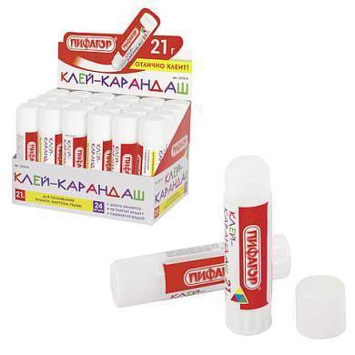 Клей-карандаш ПИФАГОР, 21 г, 227610 (арт. 227610)