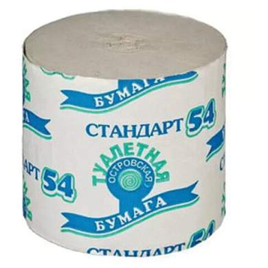 Бумага туалетная бытовая, 54 м, ОСТРОВСКАЯ, без втулки (эконом) (арт. 118737)