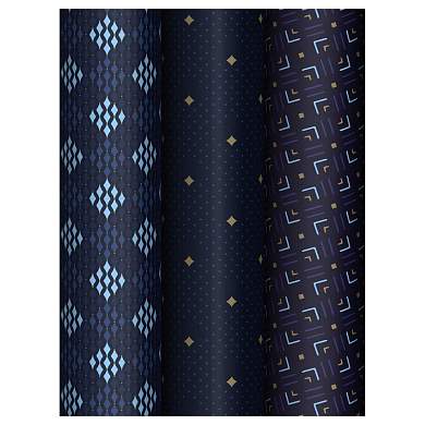 Упаковочная бумага глянц. 70*100см, MESHU "Strict pattern", 80 г/м2, ассорти, 3 дизайна (арт. 372636)