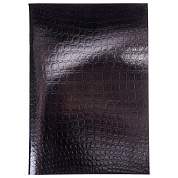Тетрадь бумвинил А4 96 л., скоба, офсет №1, клетка, ЧЕРНАЯ, "Metallic", тиснение CROCO, HATBER, 072787, 96Т4бвВ3 (арт. 405681)