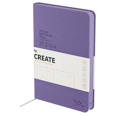 Ежедневник недатированный, А5, 136л., твердый переплет, кожзам, BG "Create. Purple", фиолетовый, цветной срез (арт. 369888)