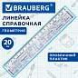 Линейка пластиковая 20 см BRAUBERG, справочная, геометрия, 210897 (арт. 210897)