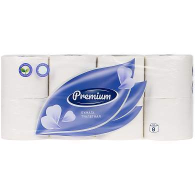 Бумага туалетная OfficeClean "Premium", 3-слойная, 8шт., 28,5м/рул., тиснение, белая (арт. 325791)