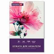 Бумага для акварели А4 в папке, 20 листов, 200 г/м2, среднее зерно, BRAUBERG ART CLASSIC, 116351 (арт. 116351)