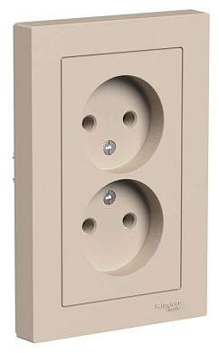 Schneider AtlasDesign розетка СУ 2 мест. песочнный (пл.осн.) ATN001220 (6!)) (арт. 852283)