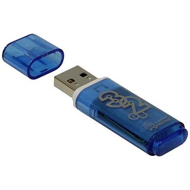 Память Smart Buy "Glossy" 32GB, USB 2.0 Flash Drive, голубой (арт. 230855)