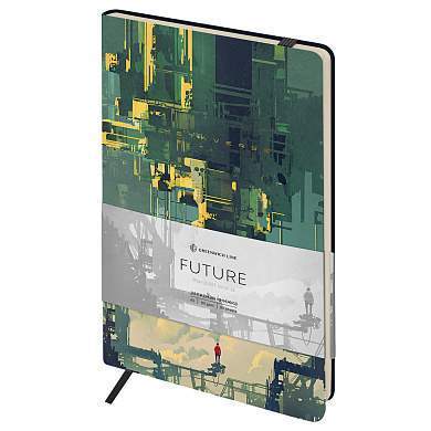 Записная книжка А5 80л. ЛАЙТ, кожзам, Greenwich Line "Future. Parallel world", с резинкой, тиснение фольгой, блок в линию (арт. 358006)