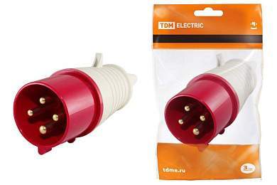 TDM вилка силовая CEE 014 переносная 3P+PЕ 16А 380В IP44 (10!) SQ0601-0002 (арт. 330939)
