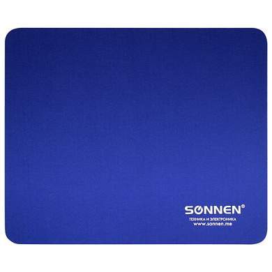Коврик для мыши SONNEN "BLUE", резина + ткань, 220х180х3 мм, 513308 (арт. 513308)