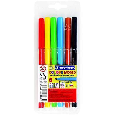 Фломастеры Centropen "Colour World", 06цв., трехгранные, смываемые, блистер (арт. 214288)