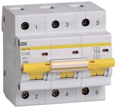 IEK автоматический выкл. ВА 47-100 3P 100А 10 кА  х-ка С MVA40-3-100-C (арт. 512713)
