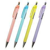 Ручка шариковая автоматическая BRAUBERG "Stripes Pastel", СИНЯЯ, корпус ассорти, пишущий узел 0,5 мм, линия письма 0,3 мм, 144220 (арт. 144220)