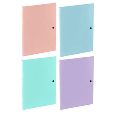 Папка на кнопке пластиковая BRAUBERG "PASTEL", А4, 3 клапана, 600 мкм, цвета ассорти, 272886 (арт. 272886)