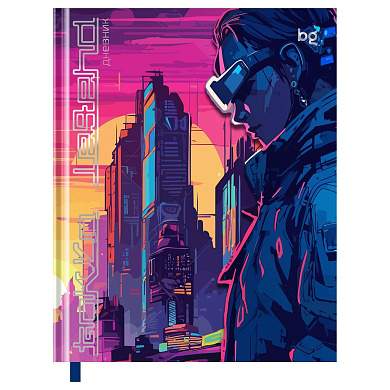 Дневник 1-11 кл. 48л. (твердый) BG "Escape to Virtuality", глянцевая ламинация, тиснение фольгой, фигурный клапан, ляссе (арт. 366500)