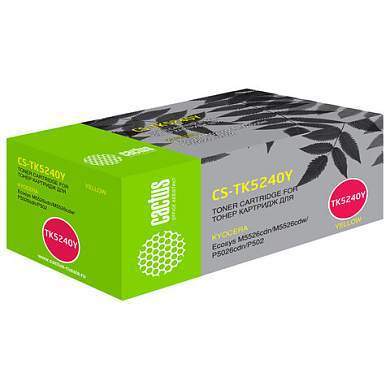 Картридж лазерный CACTUS (CS-TK5240Y) для Kyocera M5526cdn/M5526cdw/P5026cdn, желтый, ресурс 3000 страниц (арт. 363702)