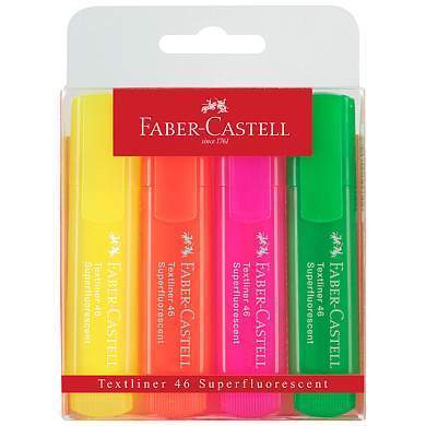 Набор текстовыделителей Faber-Castell "46 Superfluorescent" 4 флуоресцентных цв., 1-5мм, пластик. уп (арт. 286175)