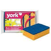 Губки для посуды York "Премиум", поролон с абразивным слоем, 10,5*7,5*3 см, 5шт (арт. 355938)
