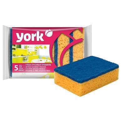 Губки для посуды York "Премиум", поролон с абразивным слоем, 10,5*7,5*3 см, 5шт (арт. 355938)