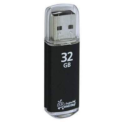 Флеш-диск 32 GB, SMARTBUY V-Cut, USB 2.0, металлический корпус, черный, SB32GBVC-K (арт. 512186)