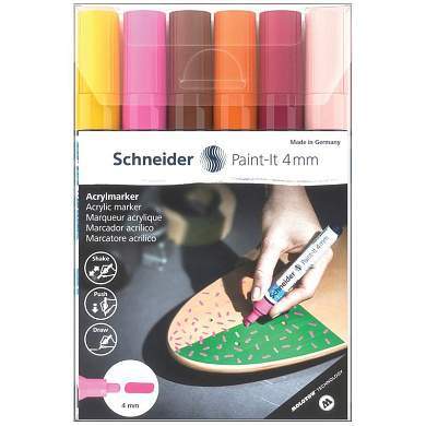 Набор маркеров акриловых Schneider "Paint-it 320", 4мм, ассорти, 6шт. (арт. 320067)