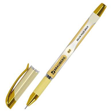 Ручка шариковая масляная с грипом BRAUBERG "Delta Plus Gold", СИНЯЯ, пишущий узел 0,7 мм, линия письма 0,35 мм, 144256 (арт. 144256)