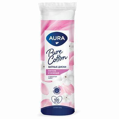 Ватные диски КОМПЛЕКТ 100 шт., AURA, двусторонние, 20711, 13115 (арт. 127481)