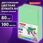 Бумага цветная BRAUBERG, А4, 80 г/м2, 100 л., медиум, зеленая, для офисной техники, 112458 (арт. 112458)