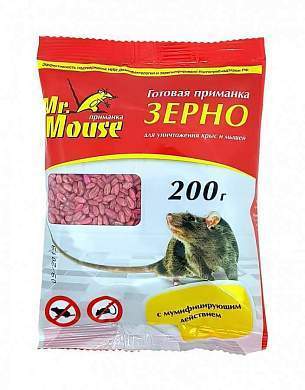 От грызунов приманка зерно 200гр. пакет арт.M-938 Mr Mouse (арт. 59691)