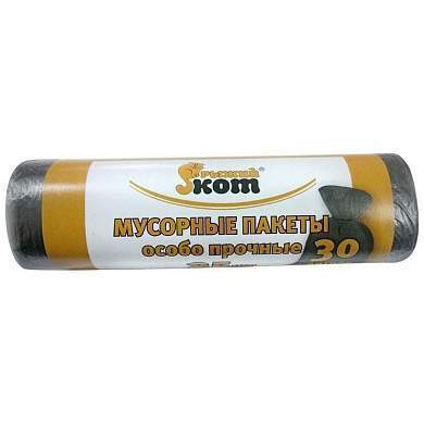 Мешки для мусора, 30л, 7мк, 25шт/рул, ПНД, черные 310370 Рыжий Кот (арт. 607510)