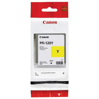 Картридж струйный CANON (PFI-120Y) для imagePROGRAF TM-200/205/300/305, желтый, 130 мл, оригинальный, 2888C001 (арт. 363496)