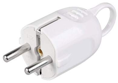 IEK вилка 16А 250В (АБС-пластик, угловая с ушком, белая, земля) EVP12-16-01-K01 (арт. 516677)