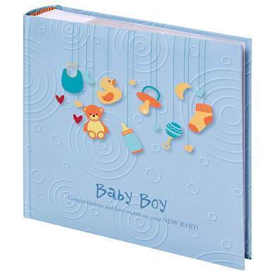 Фотоальбом BRAUBERG "Baby Boy" на 200 фото 10х15 см, твердая обложка, бумажная страница, бокс, голубой, 391144 (арт. 391144)