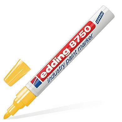 Маркер-краска лаковый (paint marker) EDDING 8750, ЖЕЛТЫЙ, 2-4 мм, круглый наконечник, алюминиевый корпус, Е-8750/5 (арт. 150713)