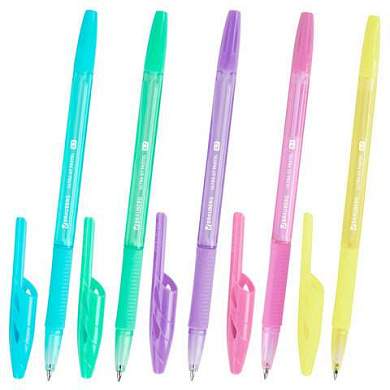 Ручка шариковая с грипом BRAUBERG "ULTRA GT PASTEL", СИНЯЯ, корпус ассорти, линия 0,35 мм, 144053 (арт. 144053)