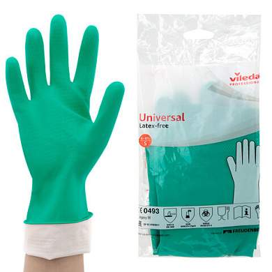 Перчатки VILEDA PROFESSIONAL нитриловые, МНОГОРАЗОВЫЕ, универсальные, антиаллергенные, S (малый), зеленый, 174379 (арт. 703606)