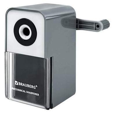 Точилка механическая BRAUBERG CLASSIC, для чернографитных и цветных карандашей, корпус светло-серый, 272002 (арт. 272002)