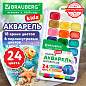 Краски акварельные BRAUBERG KIDS NEW, медовые, 24 цвета (18 базовых + 6 перламутр), квадратные кюветы, пластик. пенал с европодвесом, 192798 (арт. 192798)