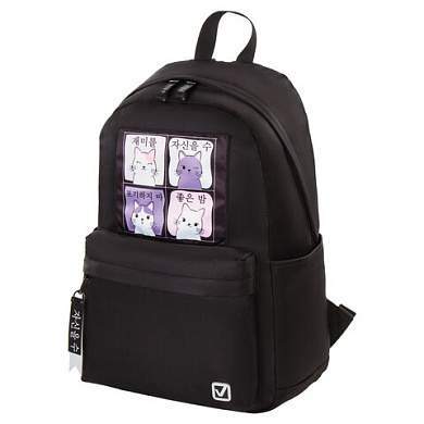 Рюкзак BRAUBERG FASHION CITY, универсальный, "Anime Cats", черный, 44х31х16 см, 229965 (арт. 229965)