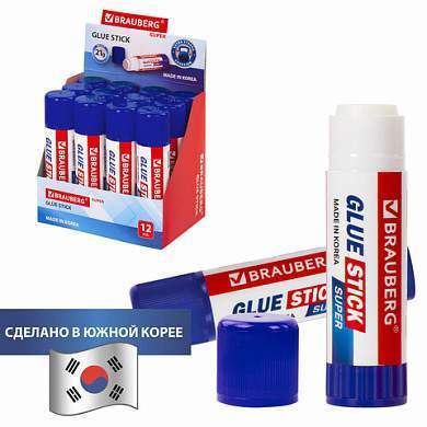 Клей-карандаш BRAUBERG SUPER, 21 г, ЮЖНАЯ КОРЕЯ, 229542 (арт. 229542)