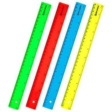 Линейка пластиковая 30 см, BRAUBERG, непрозрачная, неоновая, ассорти, 210839 (арт. 210839)