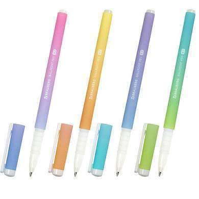 Ручка шариковая BRAUBERG SOFT TOUCH GRIP "GRADE PASTEL", СИНЯЯ, мягкое покрытие, ассорти, узел 0,7 мм, 143711 (арт. 143711)