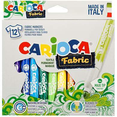 Набор фломастеров для ткани Carioca "Fabric Liner" 12цв., картон. уп., европодвес (арт. 311966)