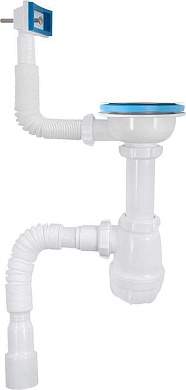 Aquant Сифон для кухни 3 1/2''х40 с пластиковой решеткой,прямоуг.перелив,гиб.тр.40х40/50,PB0148-13-MR (арт. 876684)