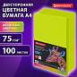 Бумага цветная BRAUBERG, А4, 75 г/м2, 100 л., НЕОН, зеленая, для офисной техники, 116671 (арт. 116671)