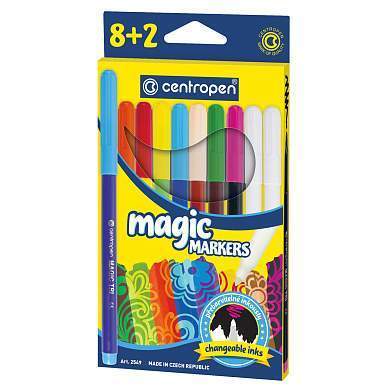 Фломастеры меняющие цвет Centropen "Magic", 08цв.+2, 10шт., картон, европодвес (арт. 028877)