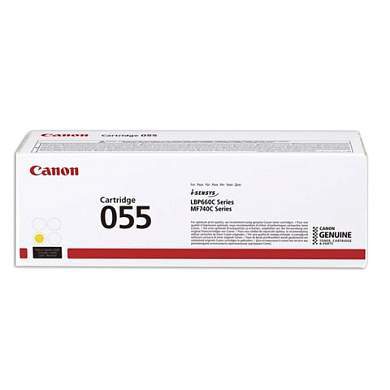 Картридж лазерный CANON (055Y) для LBP663/664/MF742/744/746, желтый, оригинальный, ресурс 2100 страниц, 3013C002 (арт. 363332)